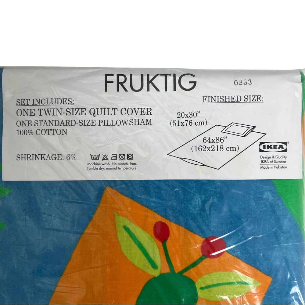 Vintage IKEA Deadstock NWT Twin Size Duvet Cover & Standard Pillow Case Fruktig - Picture 2 of 5